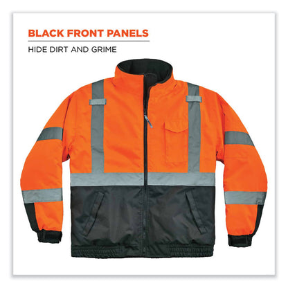 GloWear 8377 Class 3 Hi-Vis Quilted Bomber Jacket, Orange, 5X-Large