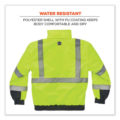 GloWear 8377 Class 3 Hi-Vis Quilted Bomber Jacket, Lime, Small