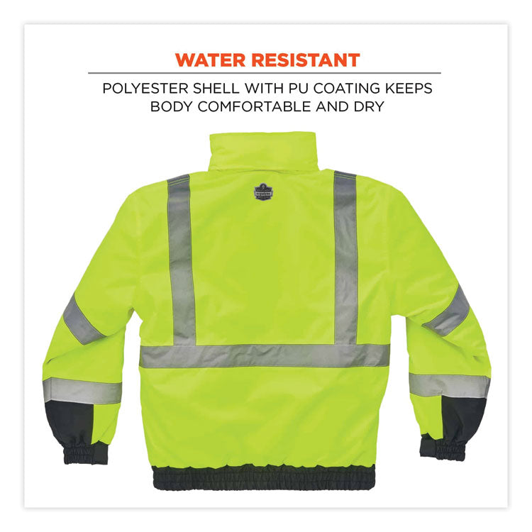 GloWear 8377 Class 3 Hi-Vis Quilted Bomber Jacket, Lime, X-Large