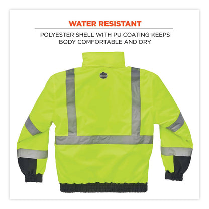 GloWear 8377 Class 3 Hi-Vis Quilted Bomber Jacket, Lime, X-Large