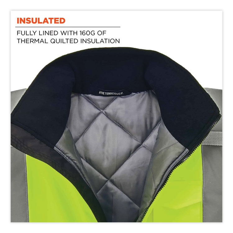GloWear 8377 Class 3 Hi-Vis Quilted Bomber Jacket, Lime, X-Large