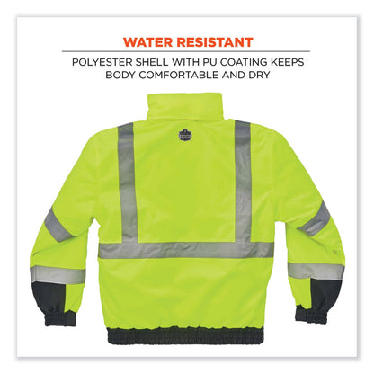 GloWear 8377 Class 3 Hi-Vis Quilted Bomber Jacket, Lime, 4X-Large