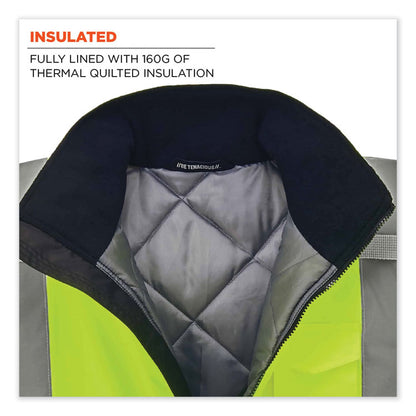 GloWear 8377 Class 3 Hi-Vis Quilted Bomber Jacket, Lime, 4X-Large