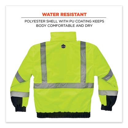 GloWear 8377 Class 3 Hi-Vis Quilted Bomber Jacket, Lime, 5X-Large