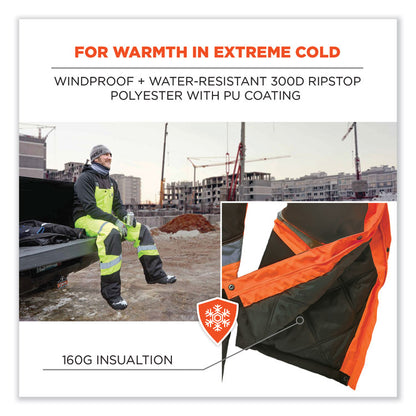GloWear 8928 Class E Hi-Vis Insulated Bibs, Small, Orange