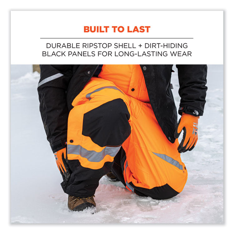 GloWear 8928 Class E Hi-Vis Insulated Bibs, Small, Orange