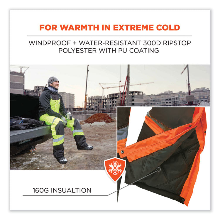 GloWear 8928 Class E Hi-Vis Insulated Bibs, Large, Orange