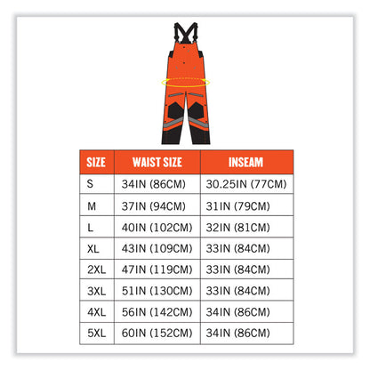 GloWear 8928 Class E Hi-Vis Insulated Bibs, Large, Orange