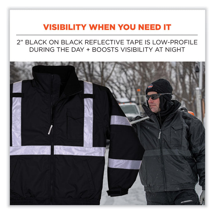 GloWear 8377EV Non-Certified Hi-Vis Quilted Bomber Jacket, Black, Medium