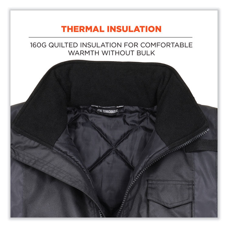 GloWear 8377EV Non-Certified Hi-Vis Quilted Bomber Jacket, Black, Medium