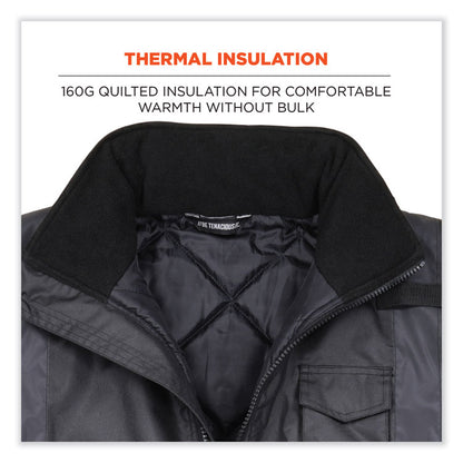 GloWear 8377EV Non-Certified Hi-Vis Quilted Bomber Jacket, Black, Large