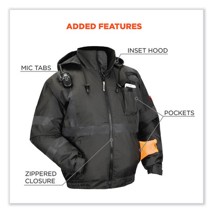 GloWear 8377EV Non-Certified Hi-Vis Quilted Bomber Jacket, Black, 2X-Large