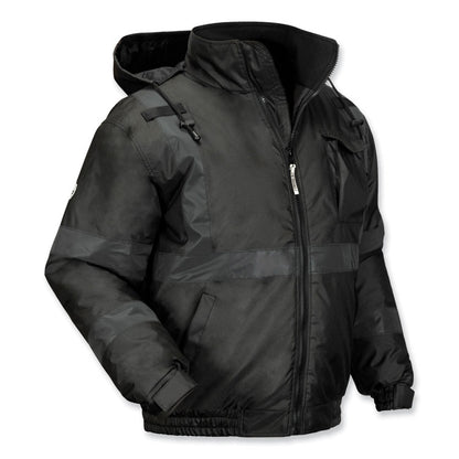 GloWear 8377EV Non-Certified Hi-Vis Quilted Bomber Jacket, Black, 2X-Large