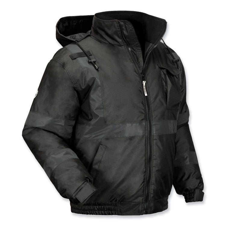 GloWear 8377EV Non-Certified Hi-Vis Quilted Bomber Jacket, Black, 4X-Large