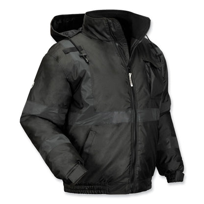 GloWear 8377EV Non-Certified Hi-Vis Quilted Bomber Jacket, Black, 4X-Large
