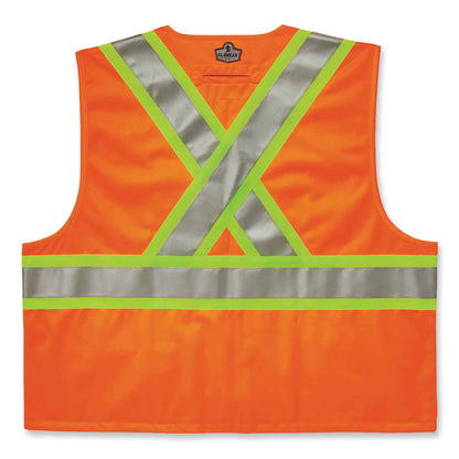 GloWear 8235ZX Class 2 Two-Tone X-Back Vest, Polyester, Large/X-Large, Orange
