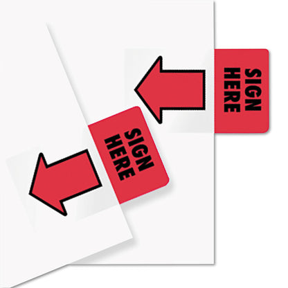 Removable/Reusable Page Flags, "Sign Here", Red, 50/Pack