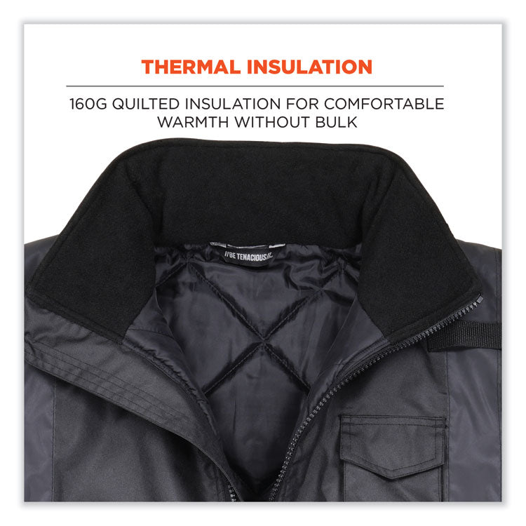 GloWear 8377EV Non-Certified Hi-Vis Quilted Bomber Jacket, Black, X-Large