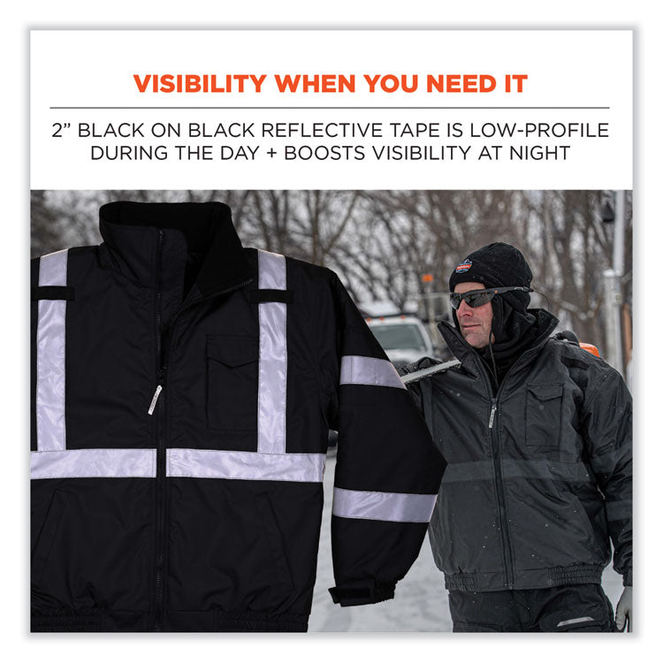 GloWear 8377EV Non-Certified Hi-Vis Quilted Bomber Jacket, Black, 4X-Large