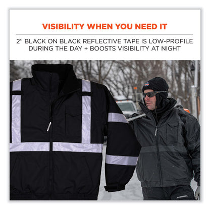 GloWear 8377EV Non-Certified Hi-Vis Quilted Bomber Jacket, Black, 4X-Large