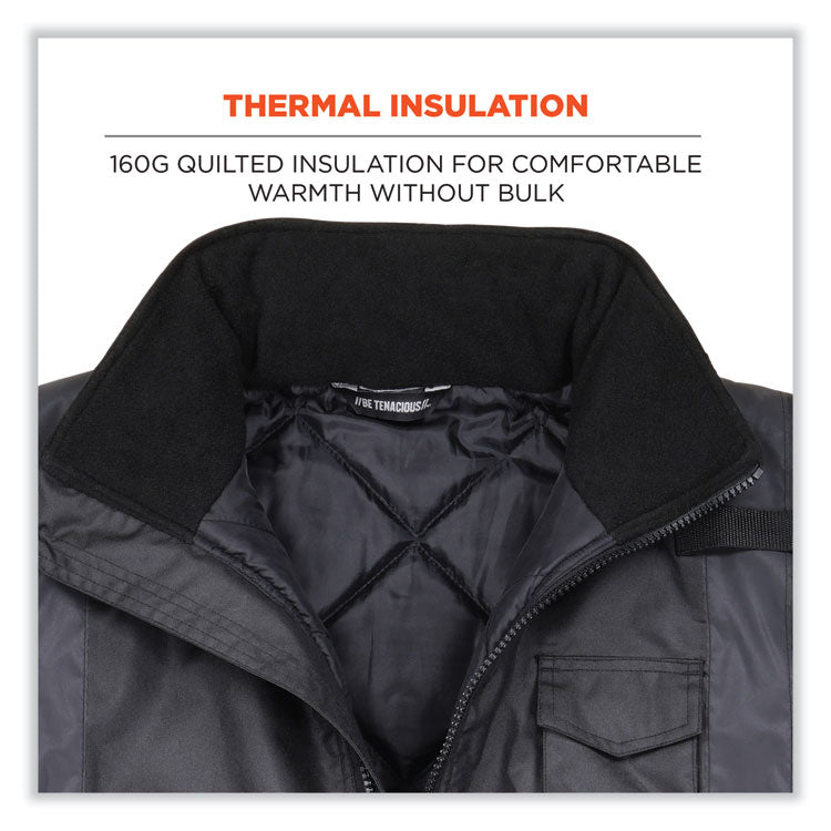 GloWear 8377EV Non-Certified Hi-Vis Quilted Bomber Jacket, Black, 5X-Large