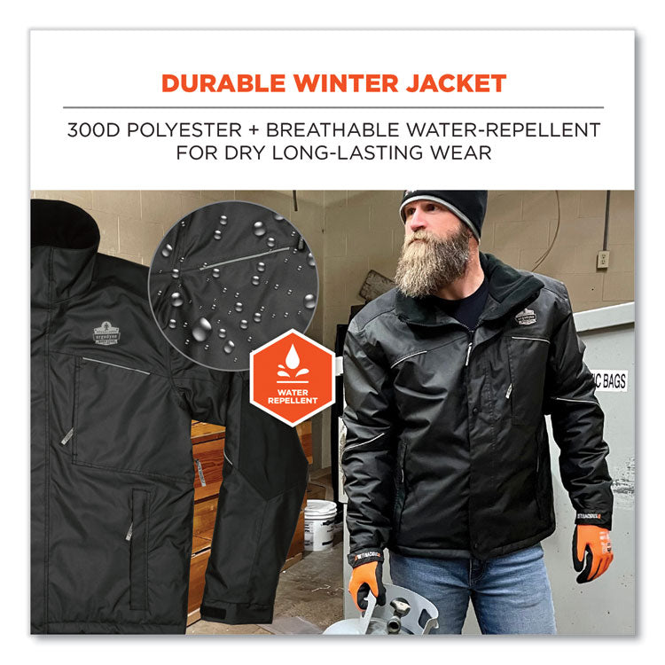 N-Ferno 6467 Winter Work Jacket with 300D Polyester Shell, Small, Black