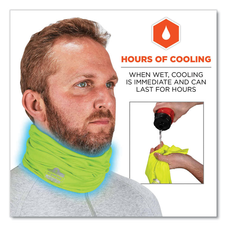 Chill-Its 6487 Cooling Performance Knit Multi-Band, Polyester/Spandex, One Size Fits Most, Hi-Vis Lime