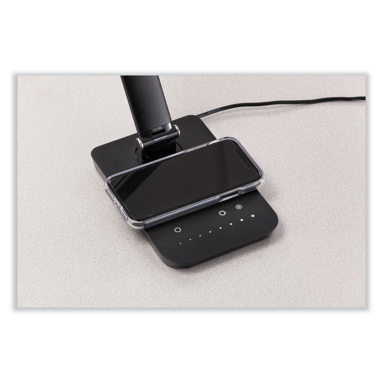 Vamp LED Wireless Charging Lamp, Multi-pivot Neck, 16.75" High, Black