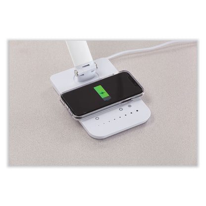 Vamp LED Wireless Charging Lamp, Multi-pivot Neck, 16.75" High, Black