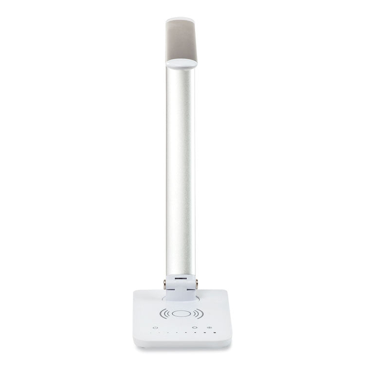Vamp LED Wireless Charging Lamp, Multi-pivot Neck, 16.75" High, Silver