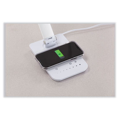 Vamp LED Wireless Charging Lamp, Multi-pivot Neck, 16.75" High, Silver