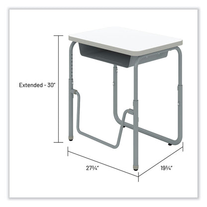 AlphaBetter 2.0 Height-Adjustable Student Desk with Pendulum Bar and Book Box, 27.75 x 19.75 x 22 to 30, Dry Erase