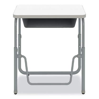 AlphaBetter 2.0 Height-Adjustable Student Desk with Pendulum Bar and Book Box, 27.75 x 19.75 x 22 to 30, Dry Erase