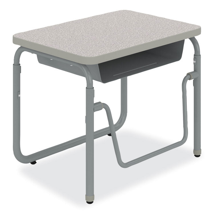 AlphaBetter 2.0 Height-Adjustable Student Desk with Pendulum Bar and Book Box, 27.75" x 19.75" x 22" to 30", Pebble Gray