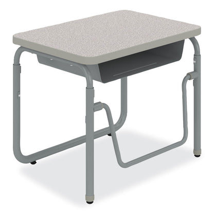 AlphaBetter 2.0 Height-Adjustable Student Desk with Pendulum Bar and Book Box, 27.75" x 19.75" x 22" to 30", Pebble Gray
