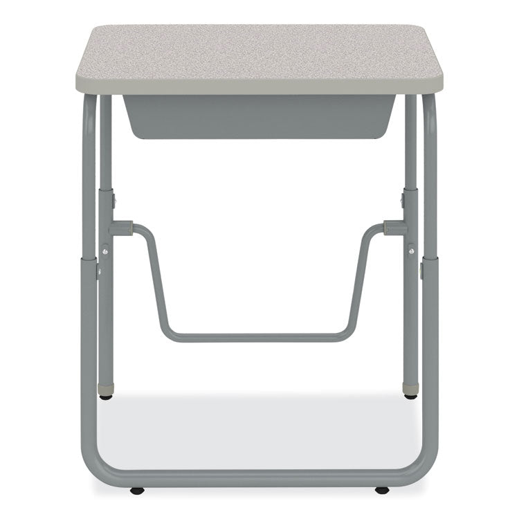 AlphaBetter 2.0 Height-Adjustable Student Desk with Pendulum Bar and Book Box, 27.75" x 19.75" x 22" to 30", Pebble Gray