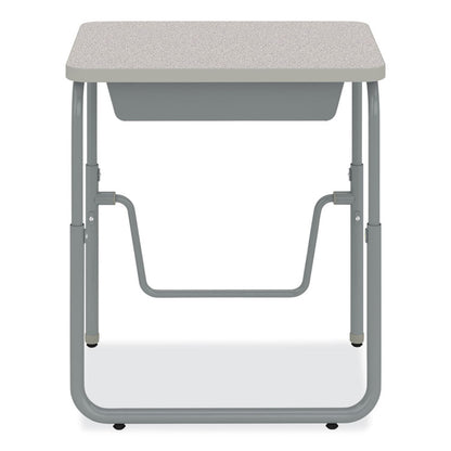 AlphaBetter 2.0 Height-Adjustable Student Desk with Pendulum Bar and Book Box, 27.75" x 19.75" x 22" to 30", Pebble Gray