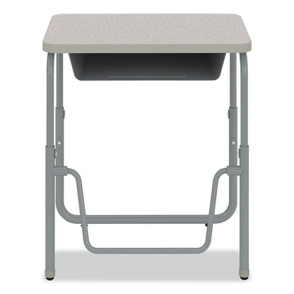 AlphaBetter 2.0 Height-Adjustable Student Desk with Pendulum Bar and Book Box, 27.75" x 19.75" x 22" to 30", Pebble Gray