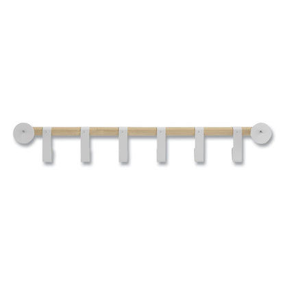 Resi Coat Wall Rack, 6 Hook, 36.25w x 4.25d x 6h, White