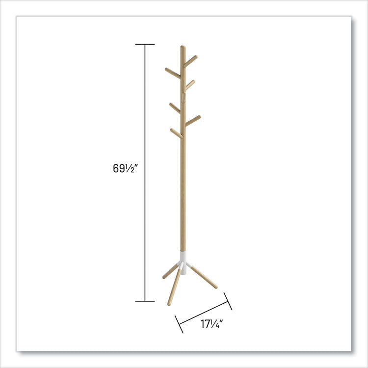 Resi Standing Coat Tree, 6 Hook, 17.25w x 17.25d x 69.5h, White