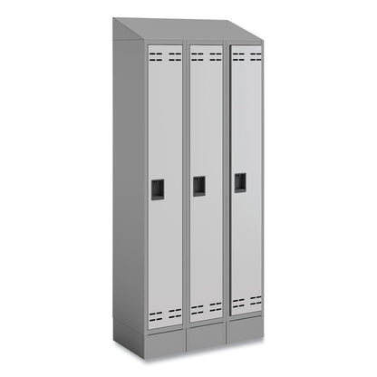 Triple Sloped Metal Locker Hood Addition, 36w x 18d x 6h, Gray