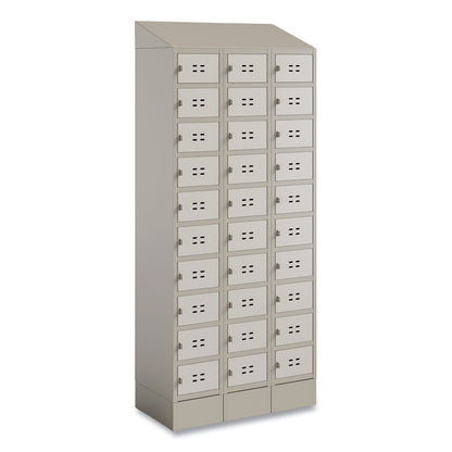 Triple Sloped Metal Locker Hood Addition, 36w x 18d x 6h, Tan