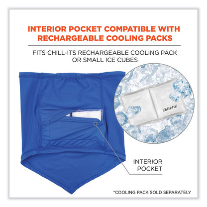 Chill-Its 6483 Cooling Neck Gaiter Bandana Pocket, Polyester/Spandex, Large/X-Large, Blue