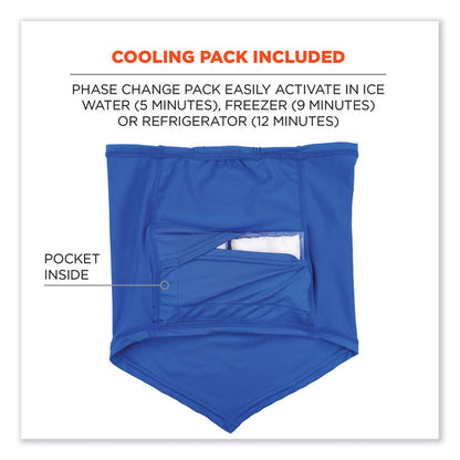 Chill-Its 6482 Cooling Neck Gaiter Bandana Pocket Kit, Polyester/Spandex, Small/Medium, Blue