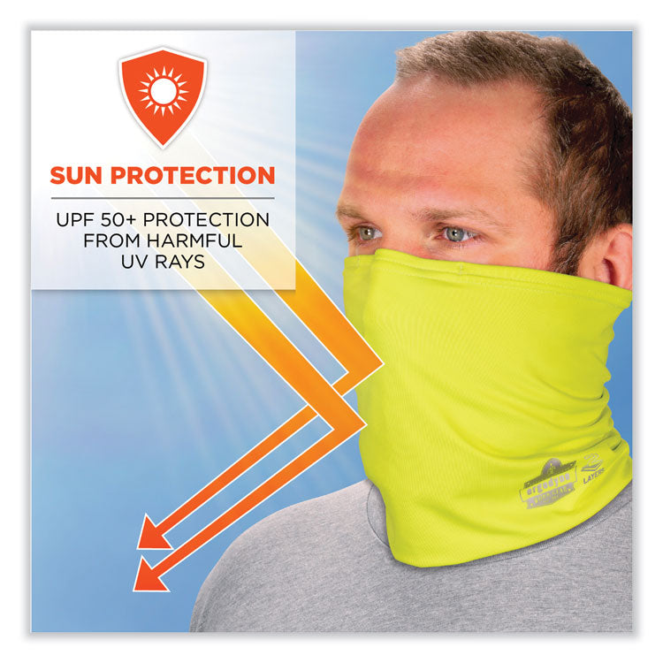 Chill-Its 6489 2-Layer Cooling Performance Knit Multi-Band, Polyester/Spandex, Small/Medium, Hi-Vis Lime