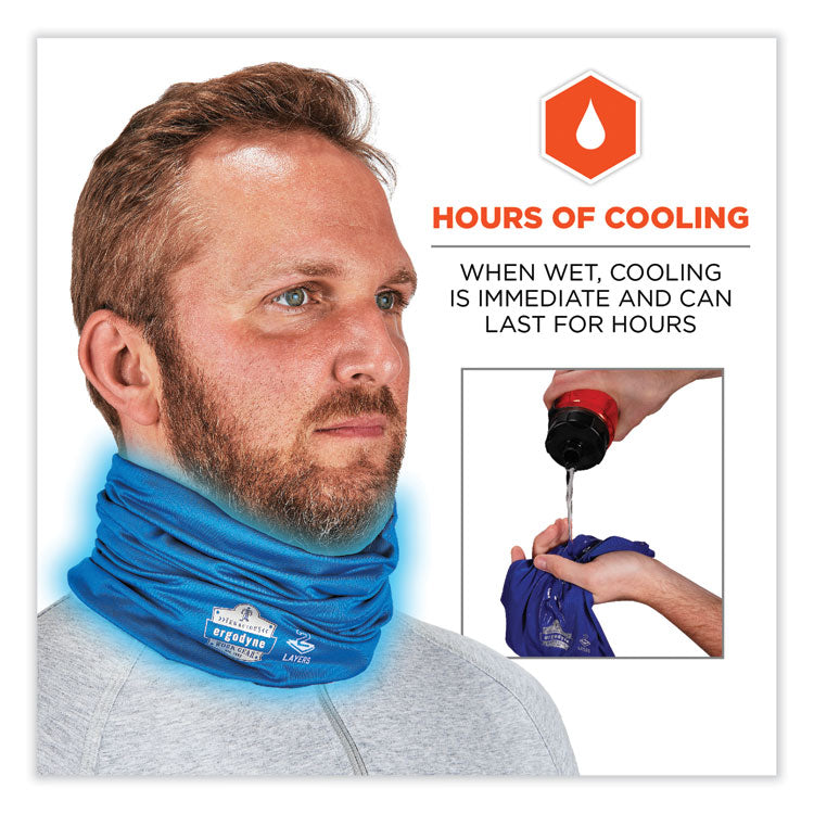 Chill-Its 6489 2-Layer Cooling Performance Knit Multi-Band, Polyester/Spandex, 2X-Large/3X-Large, Blue