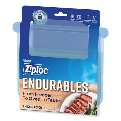 Endurables Silicone Pouches, Medium, 16 oz, 4.4" x 7.9", Clear, 8/Carton