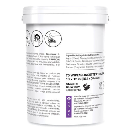 Kresto Cherry Wipes, Cloth, 1-Ply, 7.92 x 5.74, Cherry Scent, Red/White, 70/Pack, 6 Packs/Carton