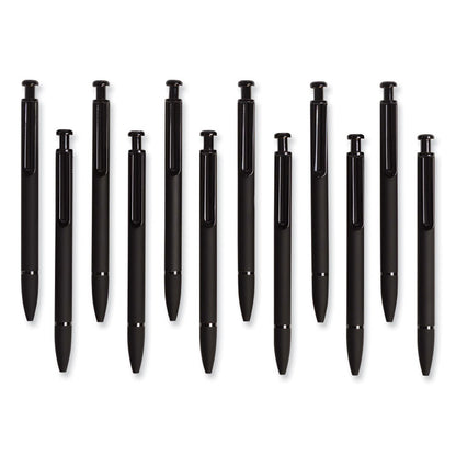 Monterey Soft Touch Ballpoint Pen, Retractable, Medium 1 mm, Black Ink, Midnight Barrel, 12/Pack