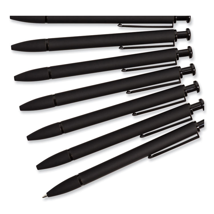 Monterey Soft Touch Ballpoint Pen, Retractable, Medium 1 mm, Black Ink, Midnight Barrel, 12/Pack